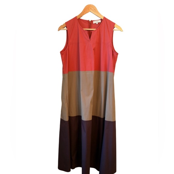 Antonelli Firenze Color Block Cotton Midi Dress Size 12 - Picture 1 of 9